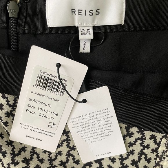 Brand New Women's Reiss Black and Cream Skirt - Picture 3 of 3